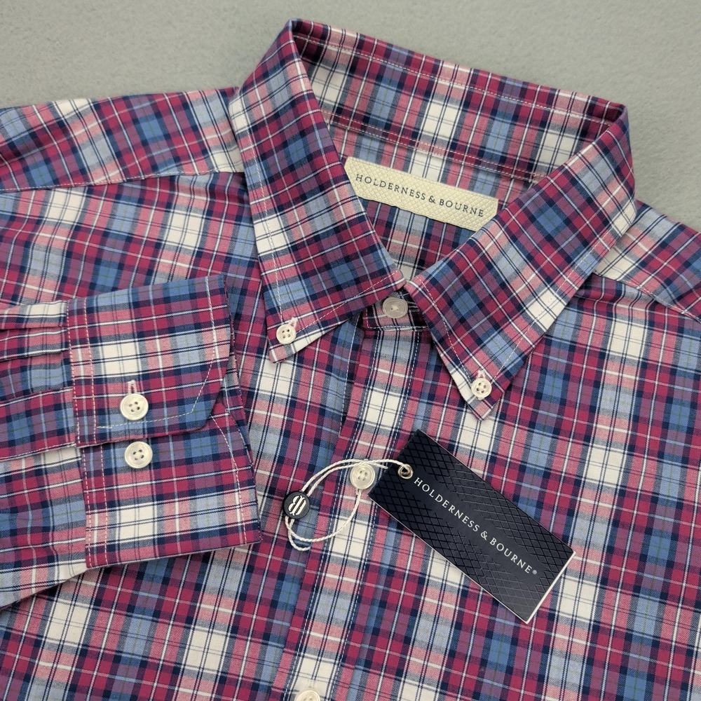 Holderness & Bourne Andrews Shirt Mens XL Plaid Button Down Stretch Long Sleeve